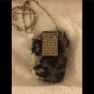 Cute Little Fuzzy Embellished Animal Print Purse.